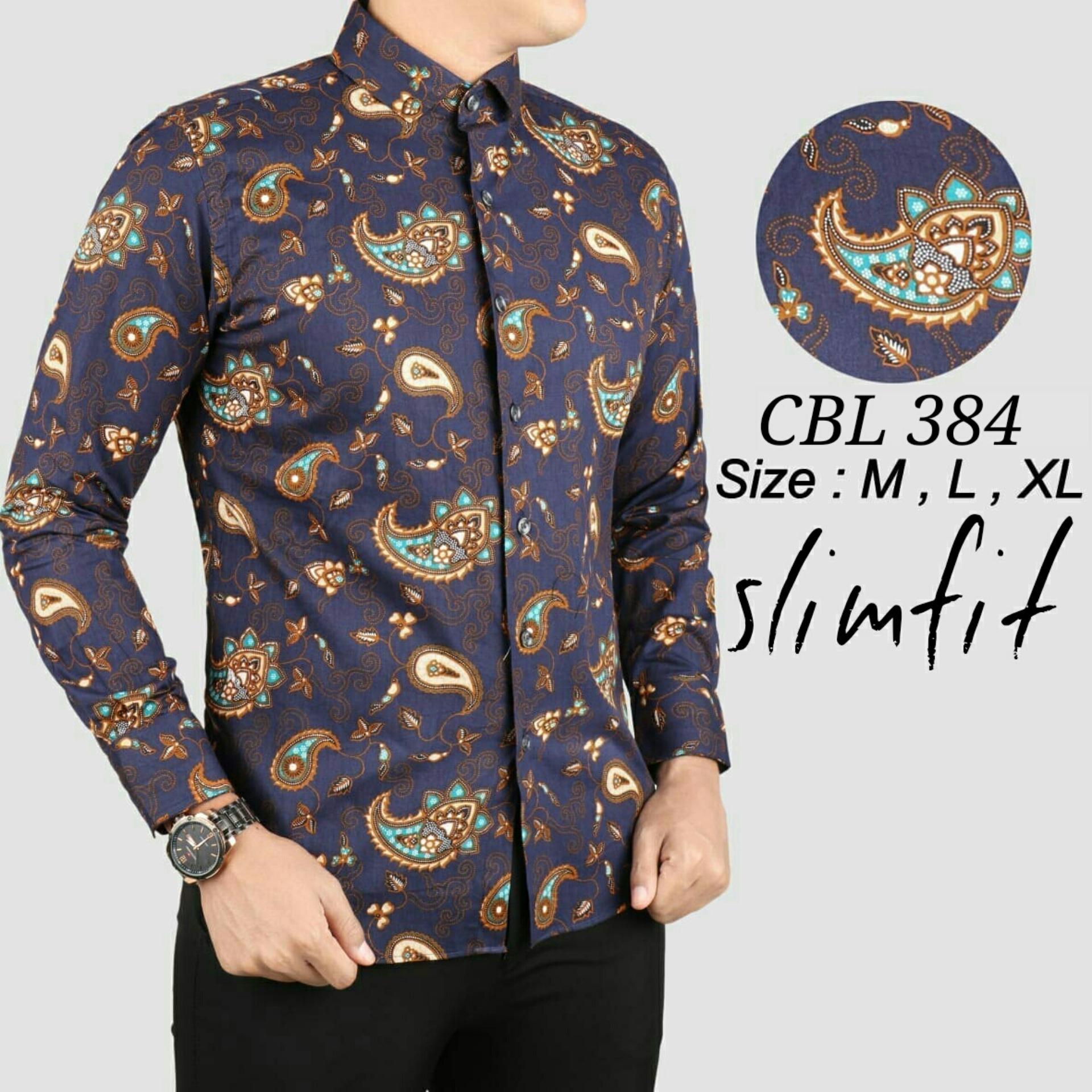 Batik D 574 Pria Baju Batik Pria- Kemeja Pria Slim Fit Lengan Panjang Keren-Batik Pria