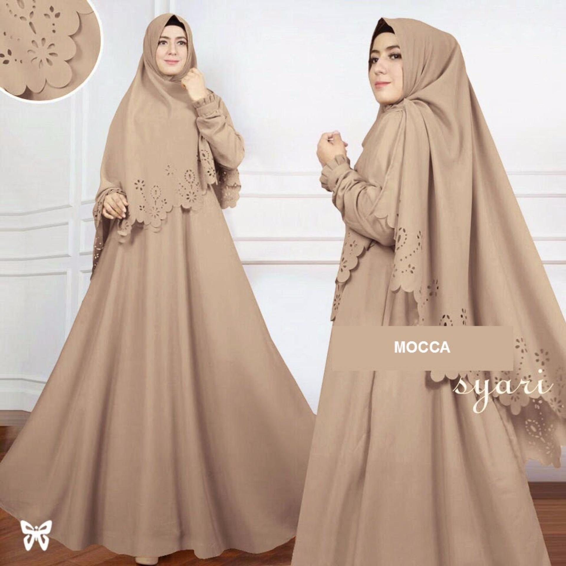 Sera Outfit Gamis Syari Set 2 in 1 Laser MSR063 / Baju Muslim Wanita Syar'i / Gaun Pesta Muslimah / Maxi Dress Lengan Panjang / Hijab / Srzada
