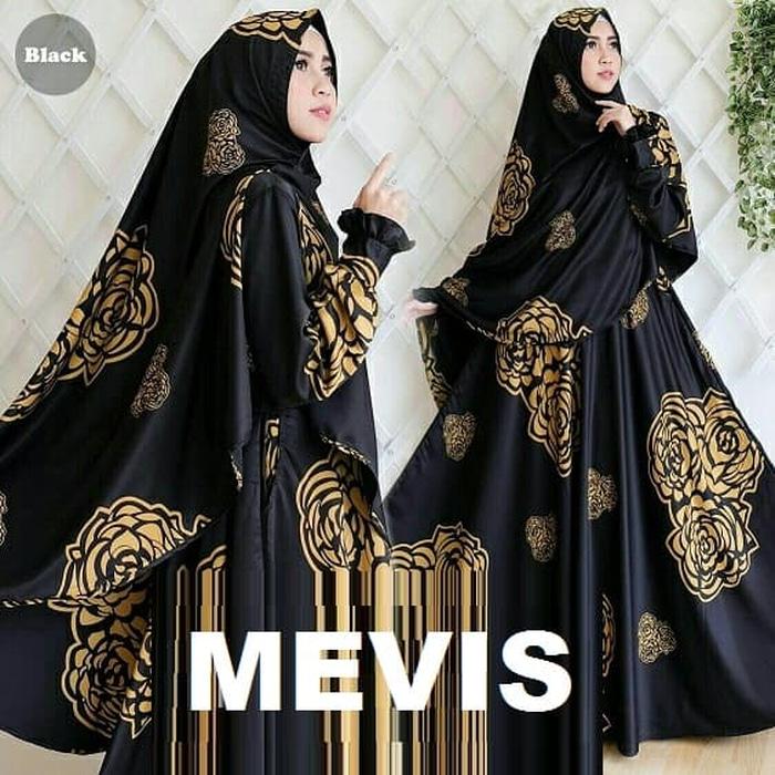 TOSERBU Gamis Maxi (L - Fit XL) MEVIS BLACK + BERGO - Satin Impor - Good Quali