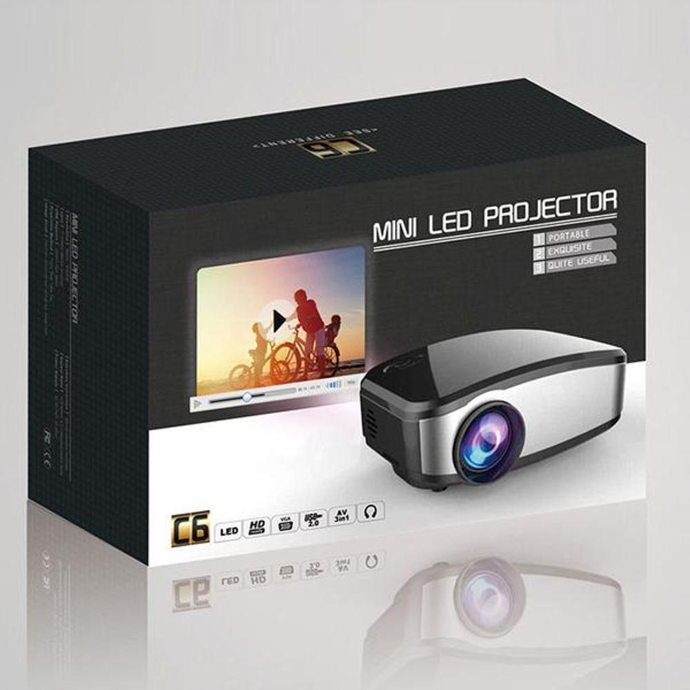 Mini proyektor cherlux c-6 portable projektor home theater projector bagus keluaran terbaru dengan TV tuner kecerahan 1200 lumens resolusi 800 x 480 Cheerlux c6