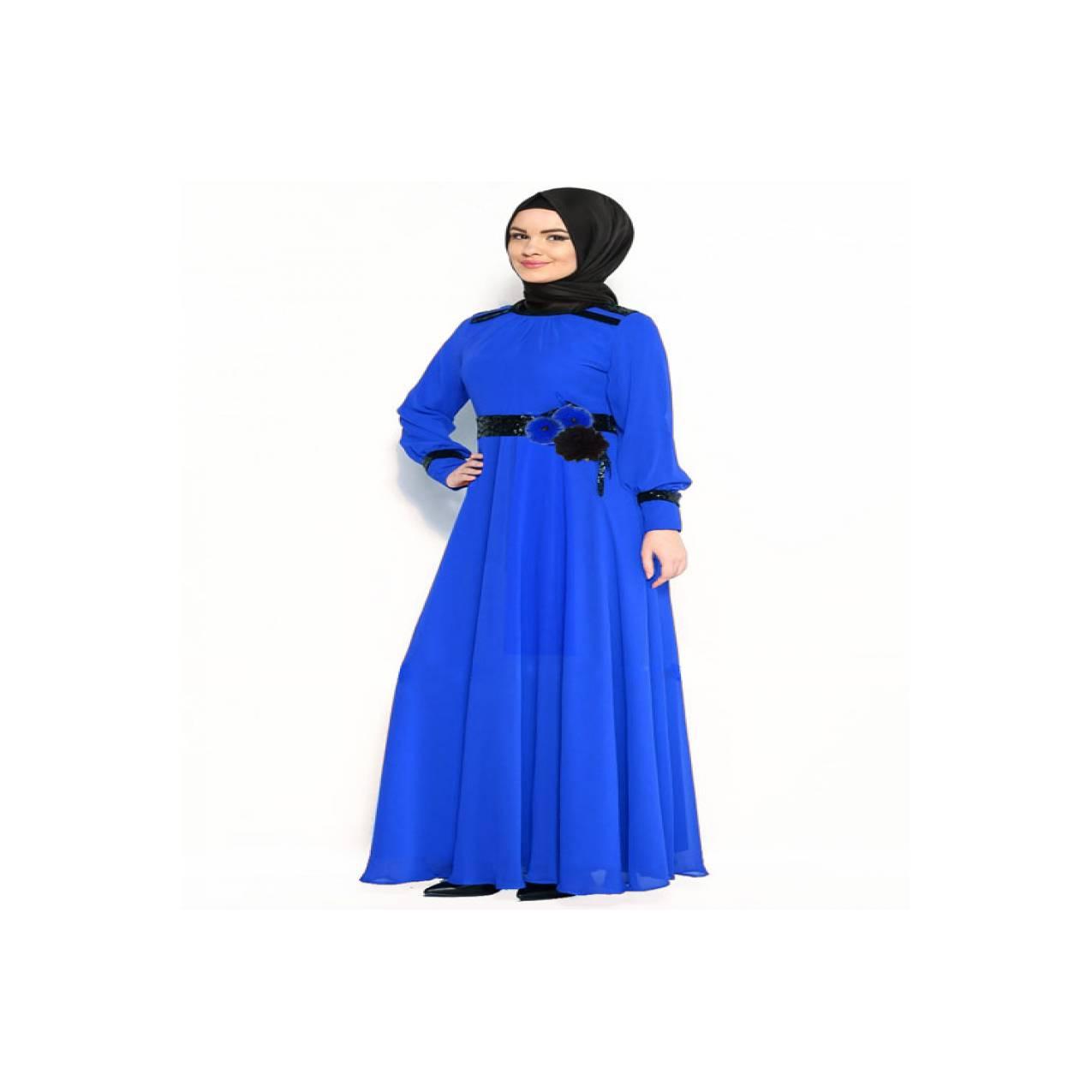 Gamis Import Korea Muslim Blue Big Size XL-6XL DC-M0071 Murah