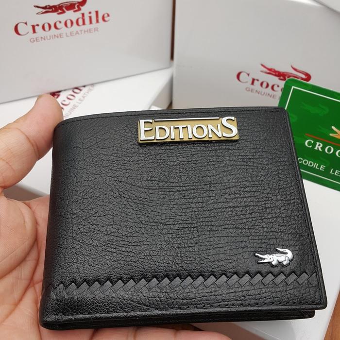 DOMPET KULIT ASLI IMPORT PRIA ED CROCODILE BLACK C360-12 BRANDED | DOMPET KULIT PRIA ORIGINAL MURAH | DOMPET PRIA 3/4 | DOMPET KULIT PRIA ASLI TERLARIS | DOMPET PRIA CROCODILE HITAM | LUXURY LEATHER WALLETS