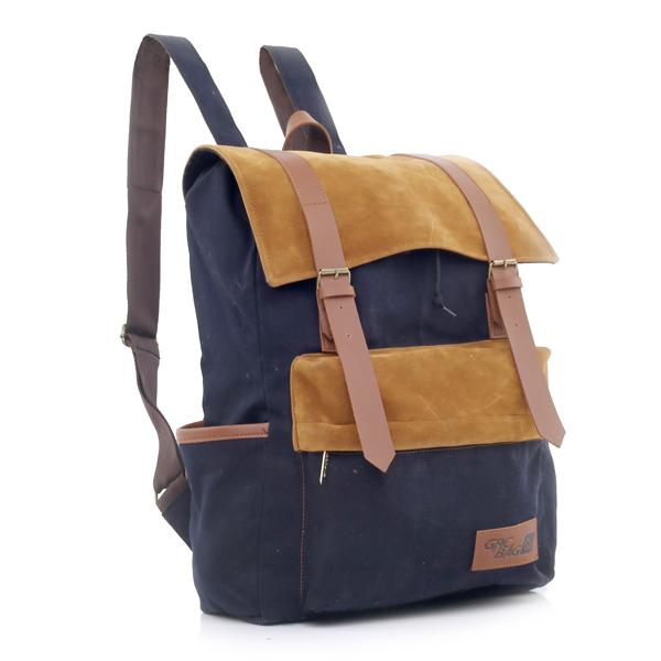GARUCCI Tas Ransel Pria - Bahan Canvas - 30x14x40 Murah & Berkualitas (Biru Kom) TUK 5865