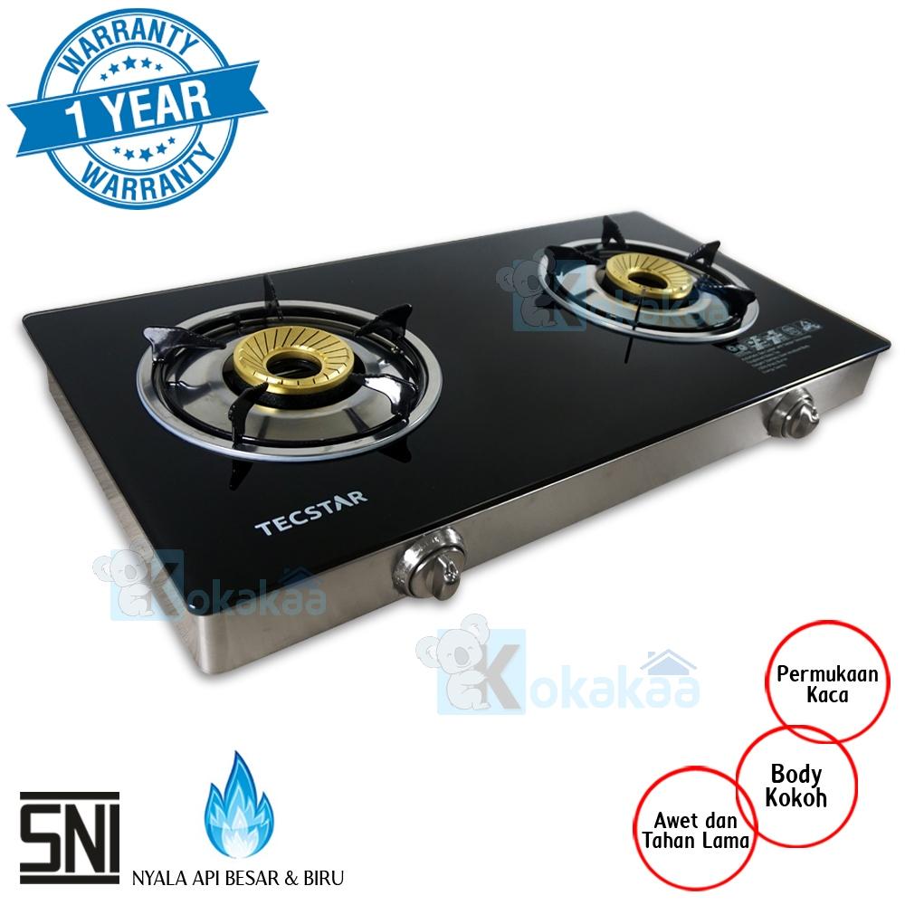 TecStar Kompor Gas Kaca Exclusive TG-988 GSBx Kompor Gas 2 Tungku Stainless Steel