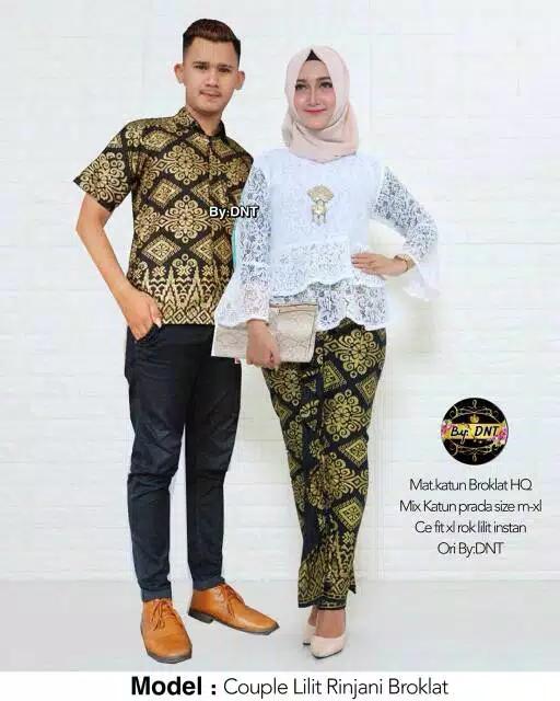 Baju Batik Couple / Batik Couple Modern / Baju Muslim Wanita Terbaru 2018 / Gamis Wanita Terbaru / Batik Lilit Rinjani Broklat Putih