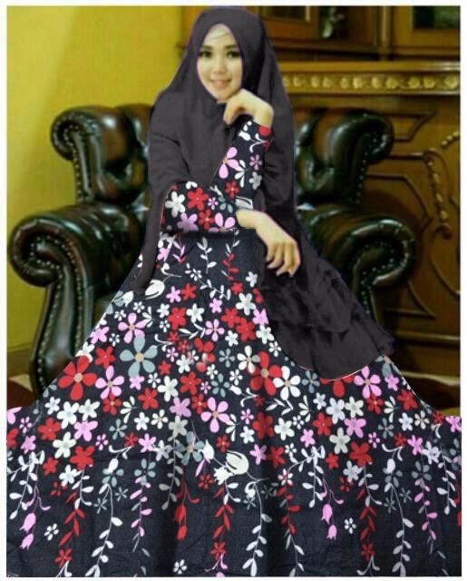 gamis syari almeira katun jepang plus khimar