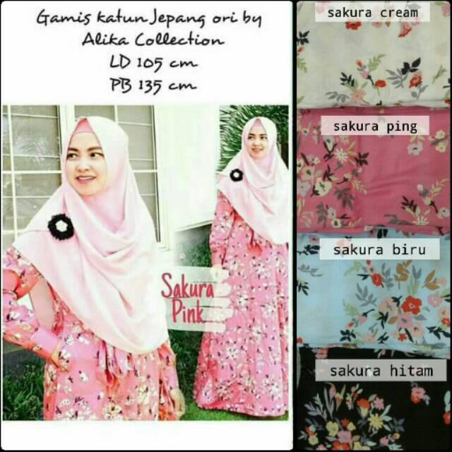 PROMO.. Gamis katun jepang 100% ori langsung dari konveksi harga lebih murah (sakura cream)
