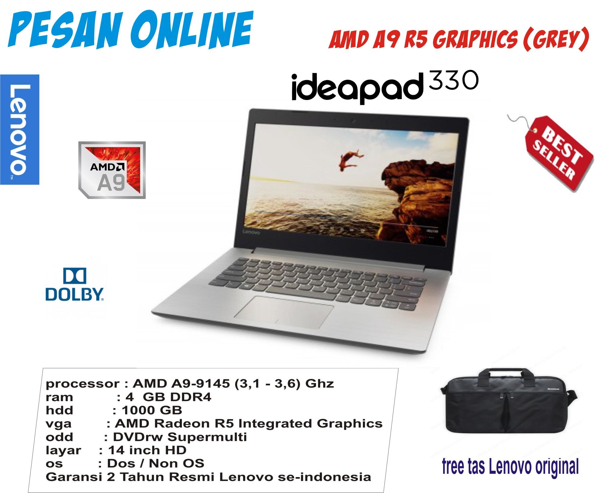 Lenovo IdeaPad 330 -14AST AMD A9 -9425 RAM 4GB DDR4 HDD 1TB 14 inch HD Radeon R5 Share Garansi 2 Tahun Resmi