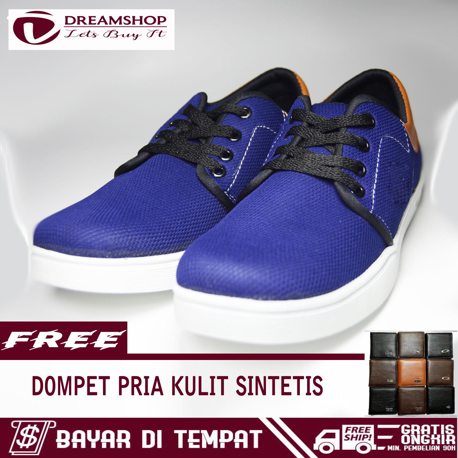 Dream Sepatu Kets Casual Sneaker Pria 003 Campare + Free Dompet Pria Kulit Sintetis