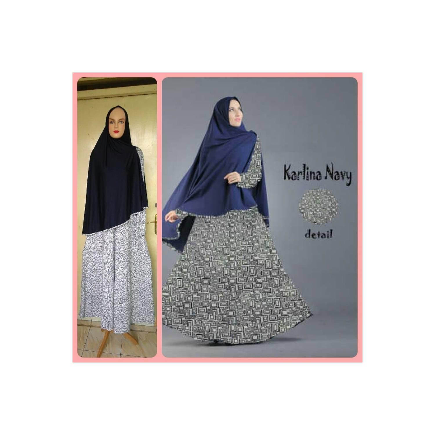Gamis Syari Murah Karlina Navy Berkualitas Diskon