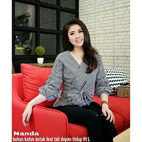 Atasan Kemeja Nanda / Kemeja Katun / Atasan Wanita / Kemeja Casual / Kemeja Korea / Atasan Katun / Baju Kantor / Bouse Wanita / Blouse Casual / Blouse Katun