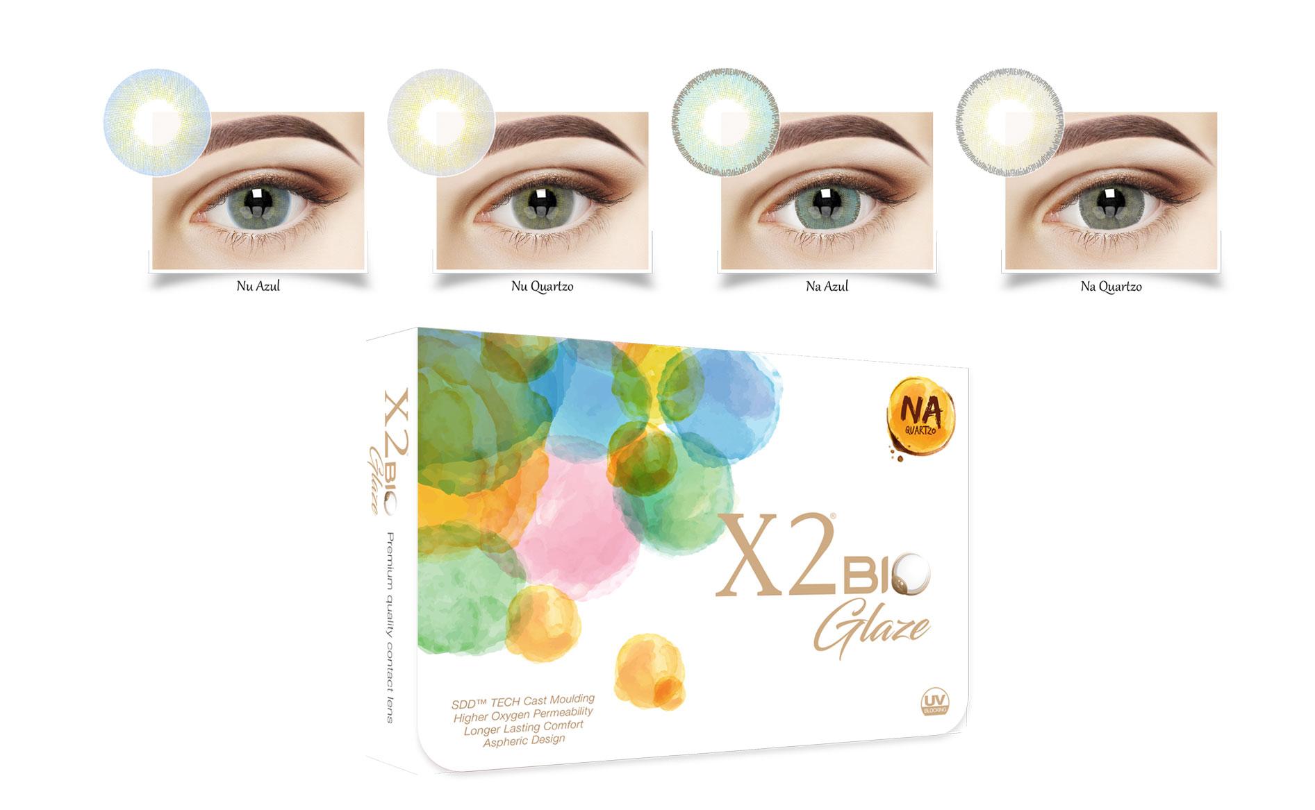 Lensa Kontak Contact Lens X2 Bio Glaze; Nu Azul, Nu Quartzo, Na Azul, Na Quartzo - Free Kotak Lensa