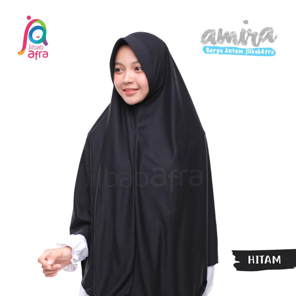 Jilbab Amira 04 Hitam - Bergo Pet Antem - Jilbab Afra - Hijab Instan Bahan Kaos, Adem & Lembut