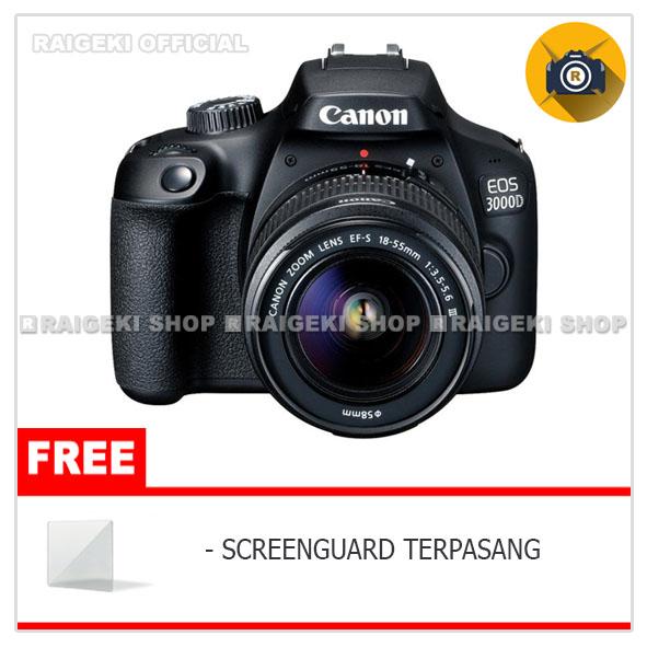 Canon EOS 3000D Kit 18-55 III Kamera DSLR - Free Screenguard Terpasang