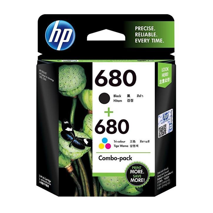 HP 680 Color/Black Ink Crtg Combo 2-Pk