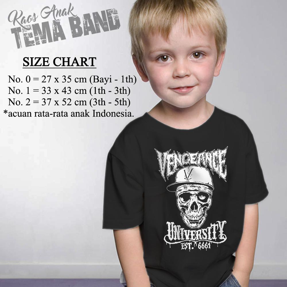 Kaos Anak Tema Band Avenged Sevenfold Desain Vengeance University Hitam