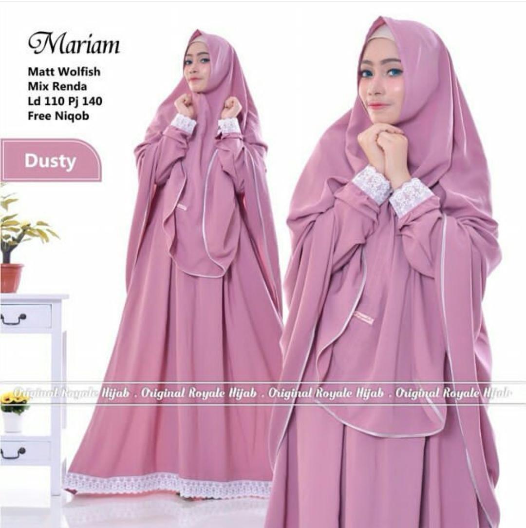 Baju Muslim Original Gamis Mariam Syari Dress Wolfice Mix Renda Muslim Pakaian Panjang Modis Dress Modern Gaun Wanita Hijab Gamis Trendy Baju Casual Terbaru