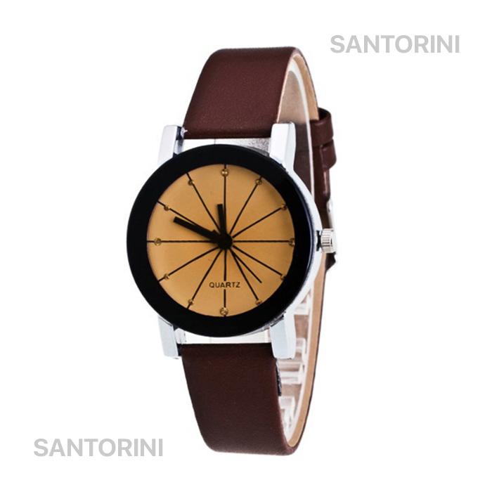 Santorini Jam Tangan Wanita Kulit PU Fashion Stainless Steel Analog Quartz Women Lady Leather Watch