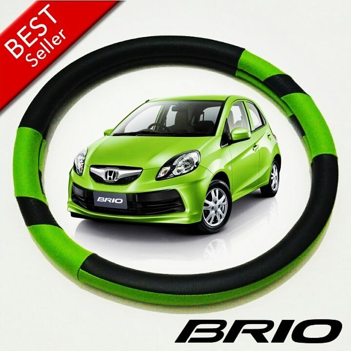 Cover Sarung Stir / Pelindung Setir Mobil Honda BRIO - Hijau Kombinasi Hitam