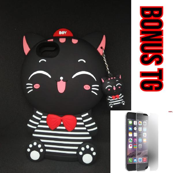 NEW Case Softcase Karakter 4D Cat Kucing Fashion Case iPhone 6 6G Free Tempered Glass