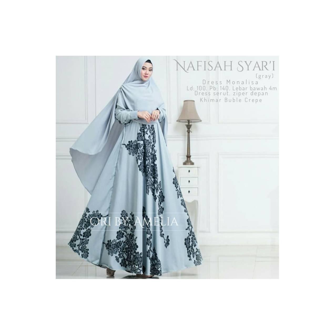 baru nafisah syari setelan gamis wolvis monalisa busui umbrella ori