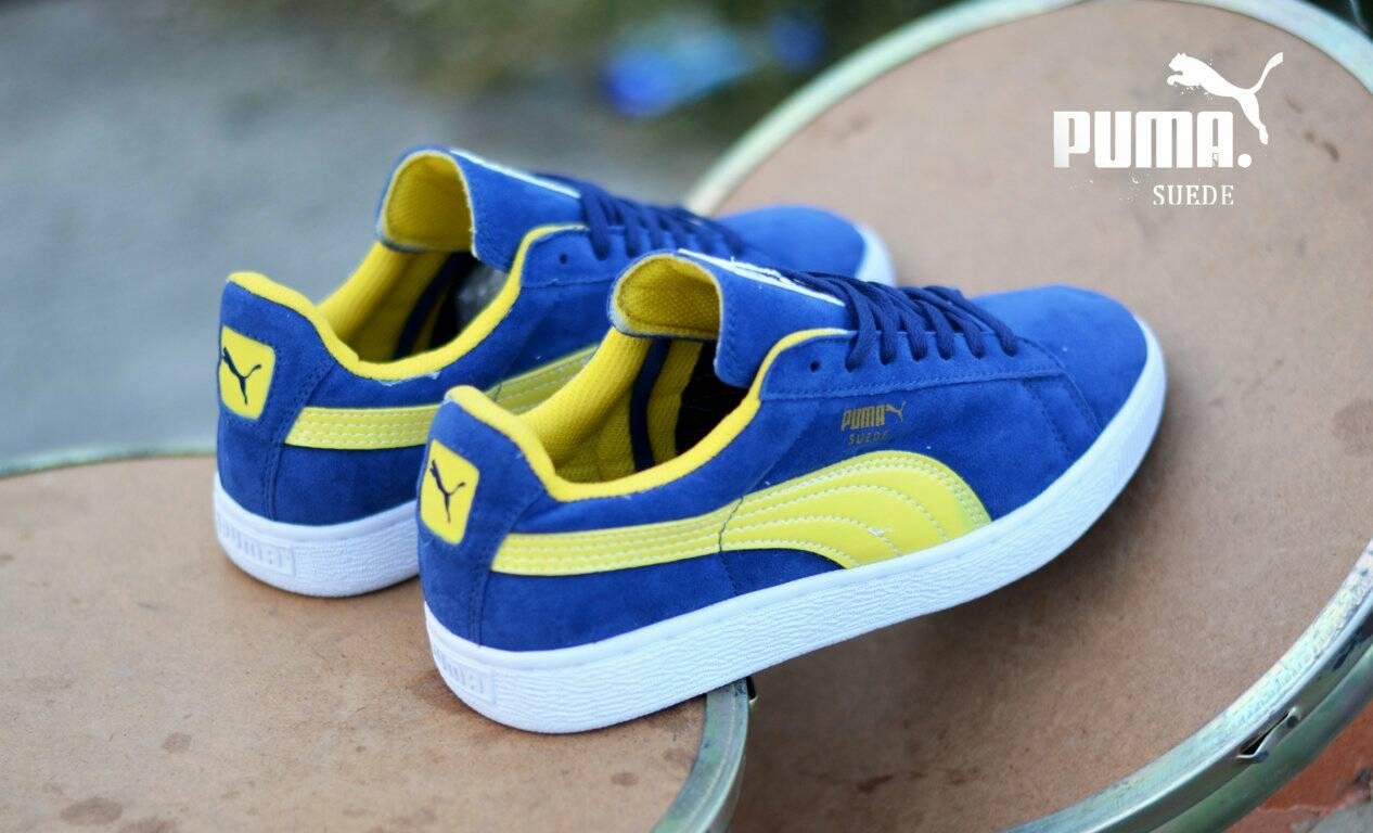 Sepatu Pria Puma Suede Biru Navy List Kuning Terlaris Di LAZADA