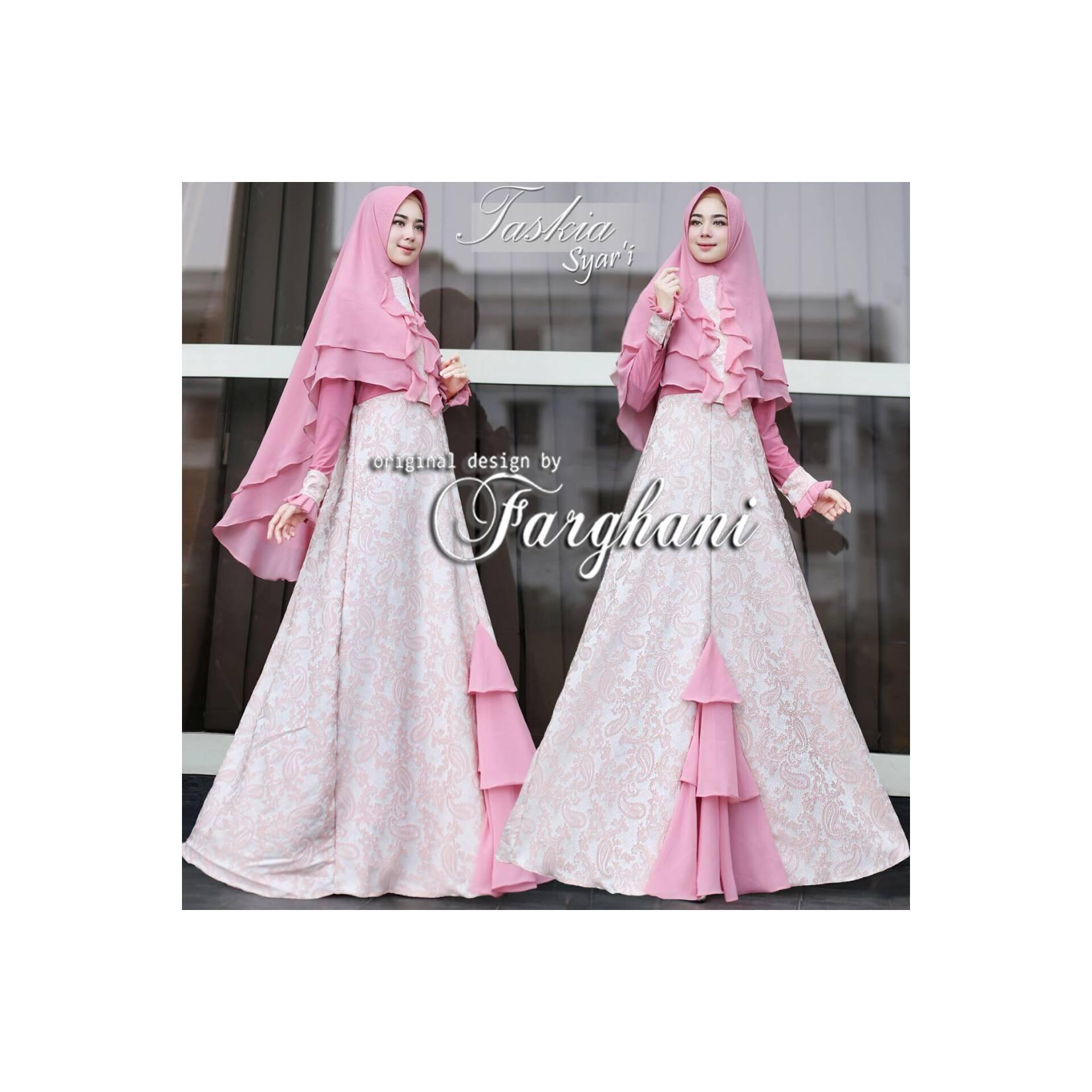 Gamis Syari Glamour Jacquard emboss mix cerutty plus khimar