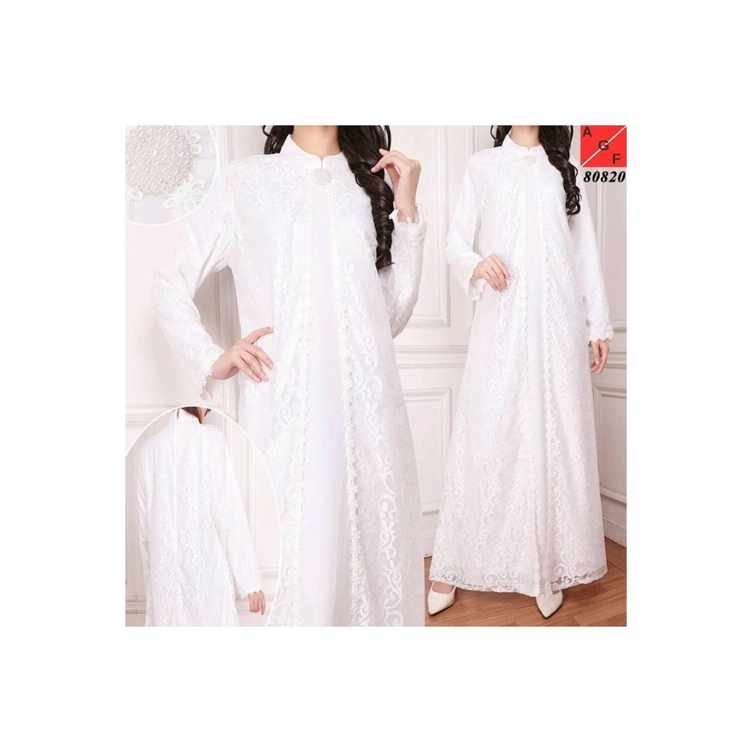 Gamis umroh haji putih brokat Limited