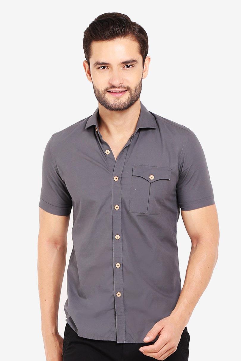 Emba Casual Pakaian Atasan Kemeja Pria JUNO TWO GREEN