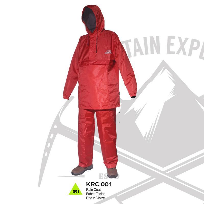 Trekking KRC 001 Jas Hujan - bahan fabric taslan - Bagus & berkualitas (merah)