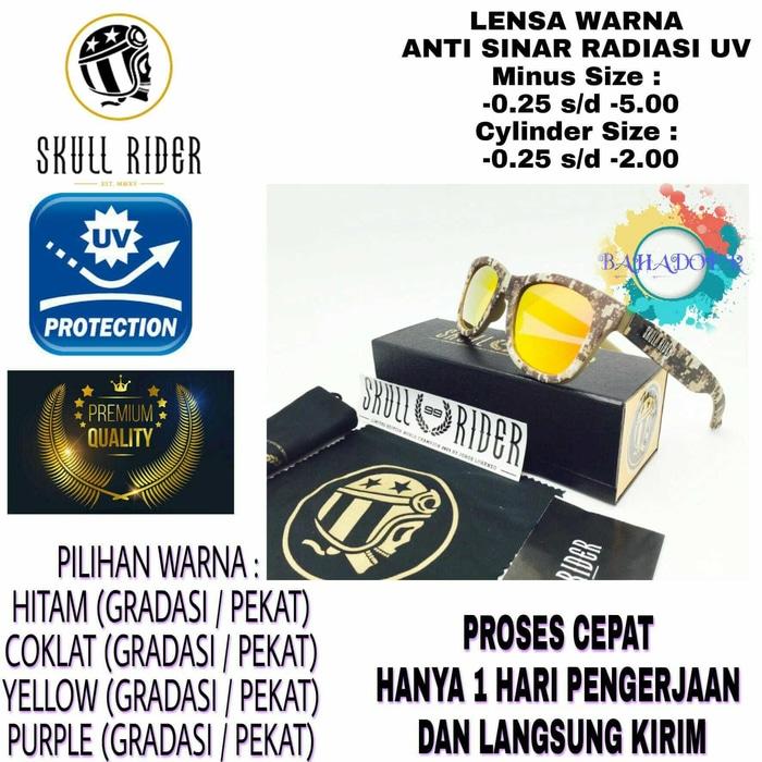 Sedang Diskon!! Kacamata Minus Dengan Lensa Warna Anti Sinar Uv Sunglasess Skull Rider - ready stock