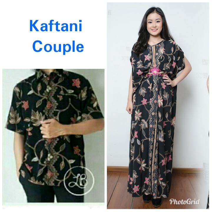 Glow fashion Couple batik 2in1 dress maxi panjang gamis kaftan wanita jumbo long dress dan atasan kemeja pria dewasa shirt Rifda M – XL