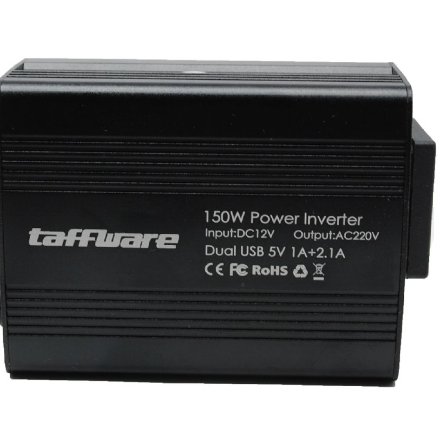 Taffware Power Inverter Mobil dengan 2 USB Port 150W 220V Dual USB Pengubah Arus DC menjadi AC Aksesoris Interior Mobil Car Accessories Charger Cas Gadget Smartphone Laptop Smart Identification Technology Intelligent Cooling Fan s4337 - Black