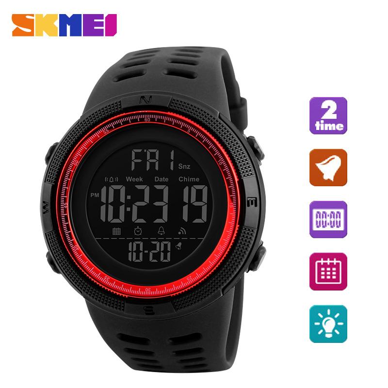 SKMEI merek Watch pria olahraga Watches Countdown Double Time Watch Alarm Chrono Digital jam tangan 50M Waterproof Relogio Masculino - intl