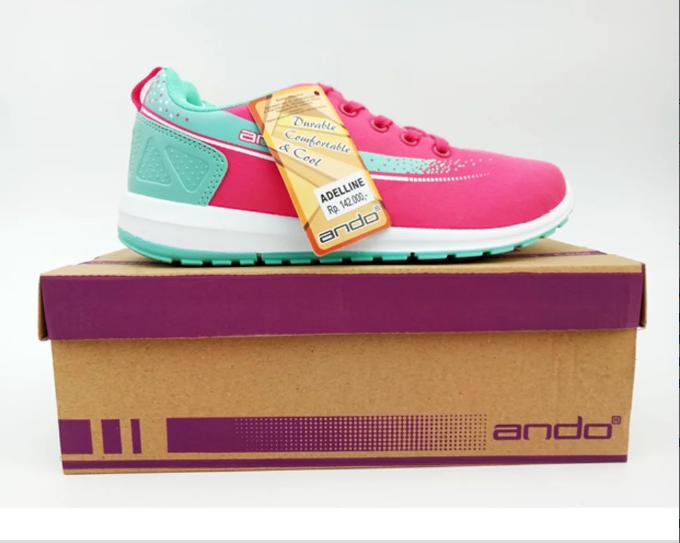 Sepatu Wanita Ando Adelline - Sneakers Wanita Adeline Ando Hitam Polos - Model Casual Trendy Masa Kini - Sepatu Jaman Now Wanita - Size 36 sd 41 Lengkap - Sepatu Olahraga Gym Fitness Zumba Sekolah SMP SMA SMU Kuliah