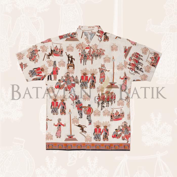 Kemeja Batik Betawi Lengan Pendek Krem