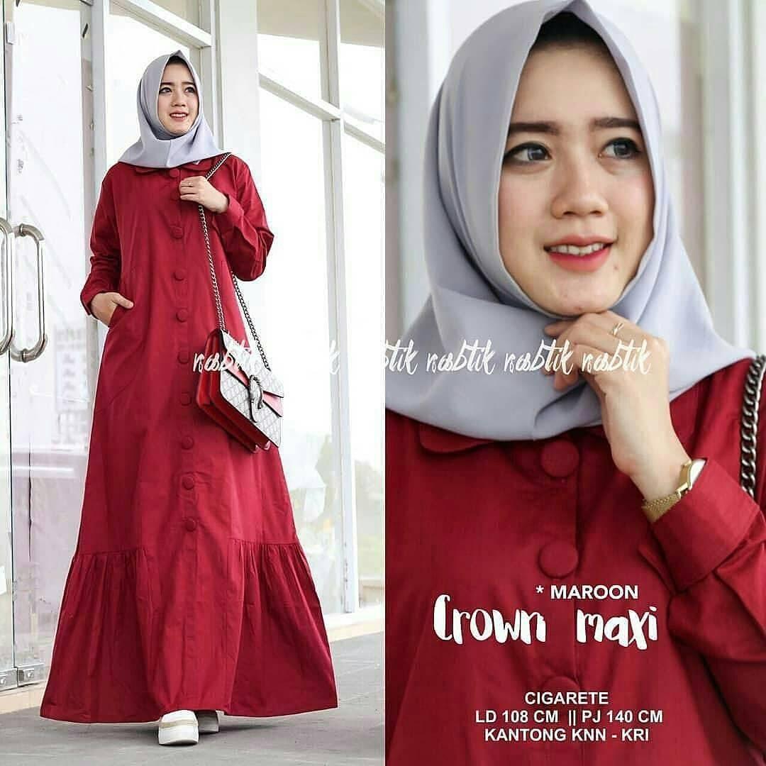 “CROWN IKN” Maxi Dress Syari Gamis Bahan Balotely Wolfice Katun Rubiah Spandek Panjang Hijab Casual Pakaian Wanita Trand Terbaru Fashionable