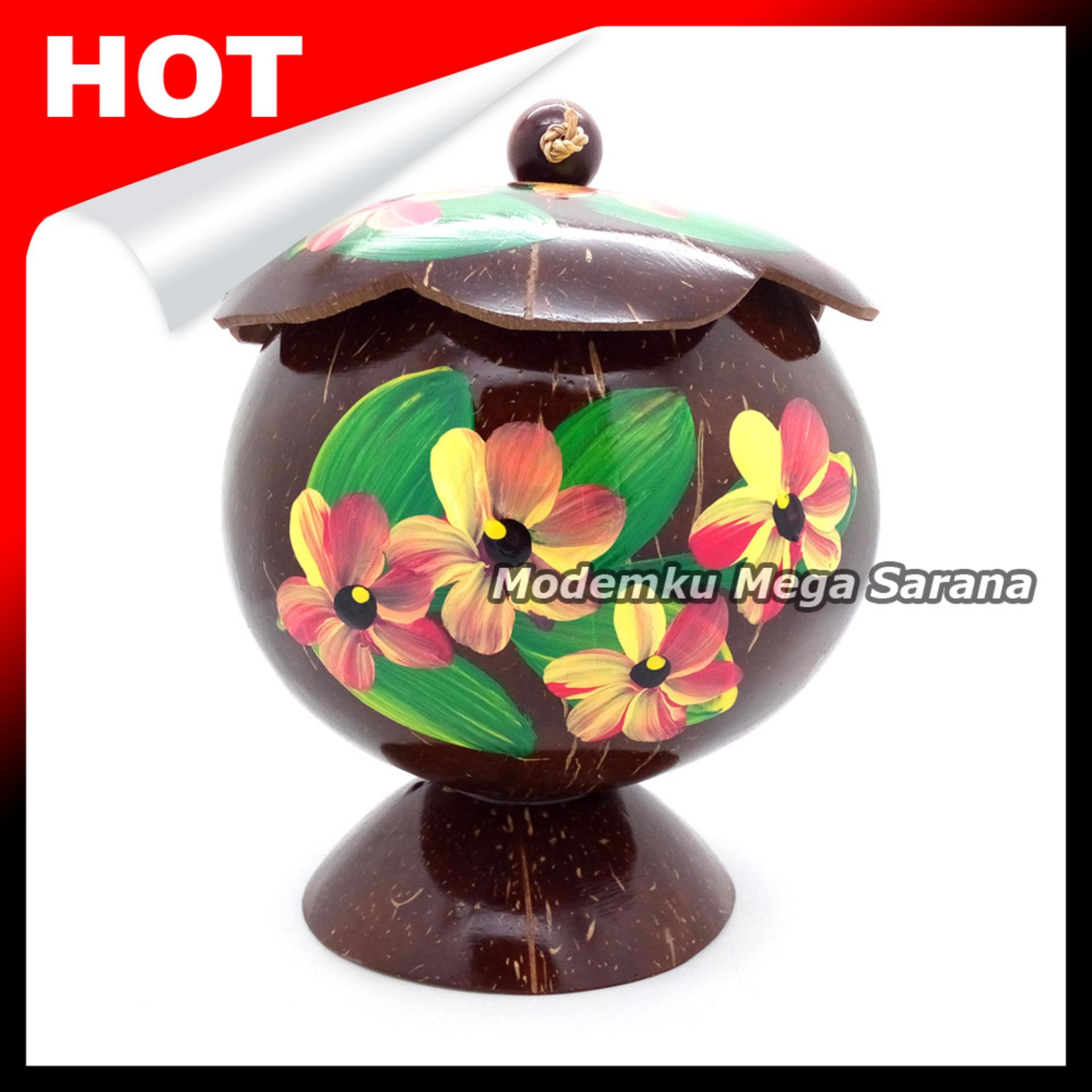 Toples Batok Kelapa Lukis Bunga