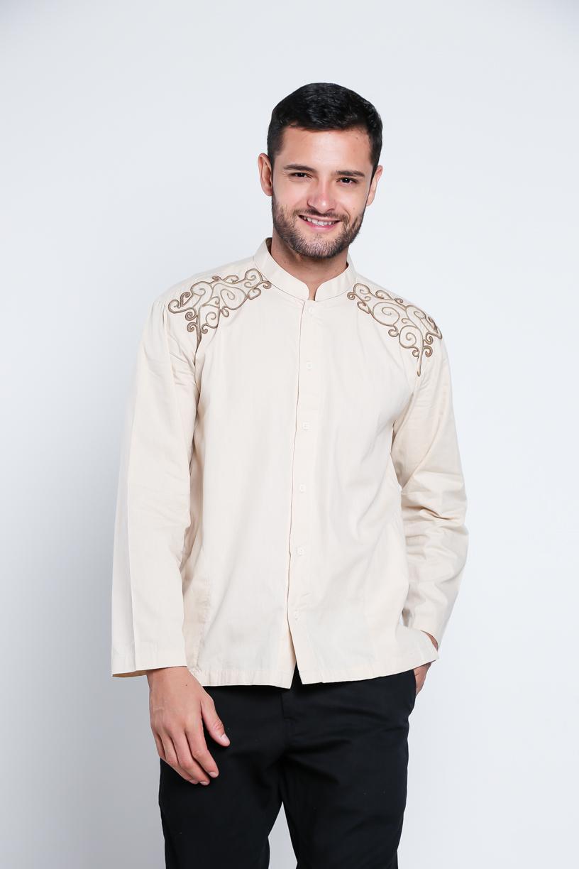 Aitana Baju Koko Pria Bordir YN-11720-LS Beige