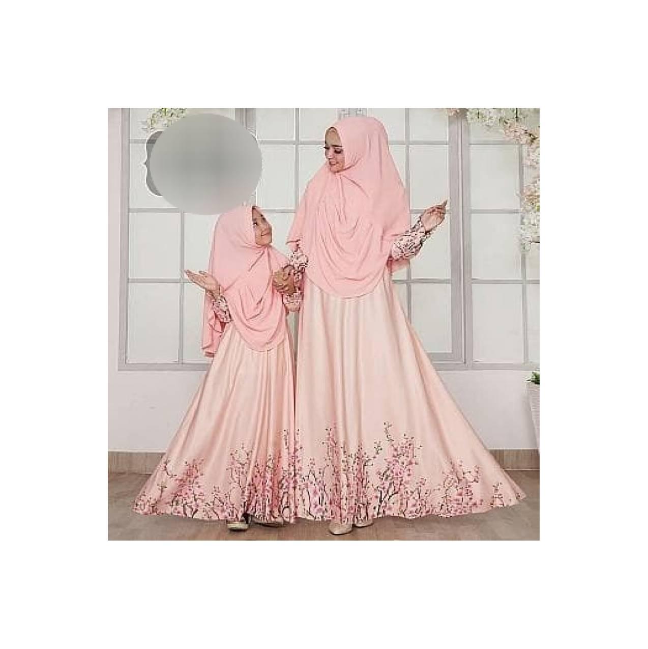 COUPLE GAMIS IBU ANAK + HIJAB WOLFIS ( PUTIH MOCA PEACH HITAM )