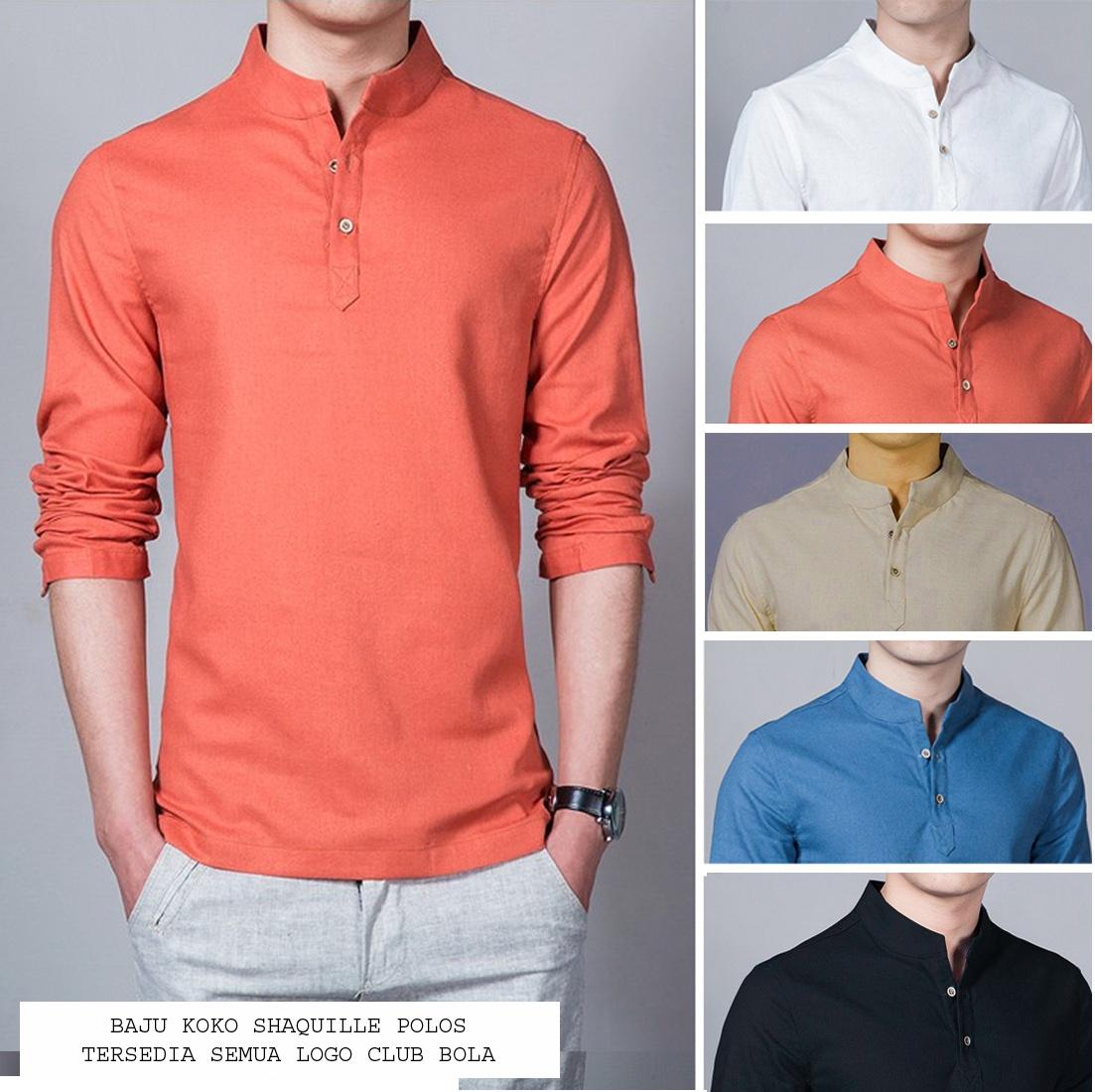 Baju Pria Koko Shaquille Orange DISTRO TERBARU Kemeja Muslim Gamis KEREN Nyaman Di Pakai. Promo