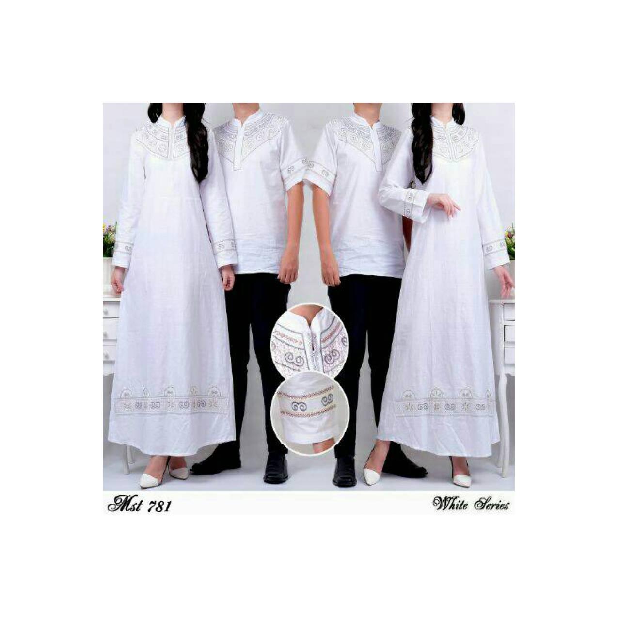 BAJU MUSLIM ELEGAN BORDIR WHITE COUPLE #EBC09
