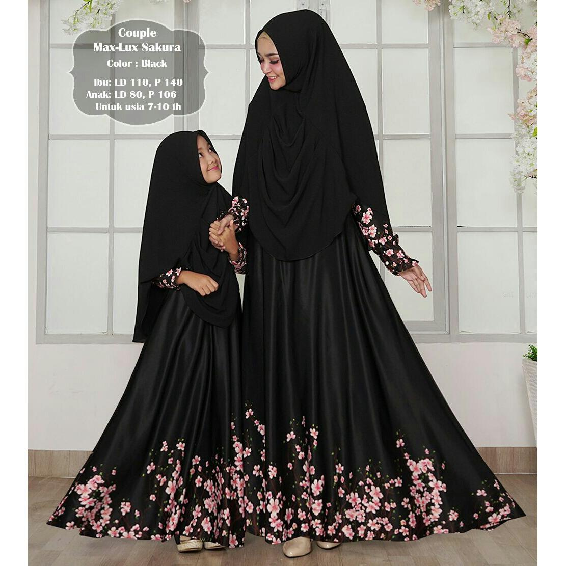 Humaira99 Gamis Syari Muslim Couple Ibu Anak Dress Hijab Muslimah Atasan Wanita Maxmara Sakura