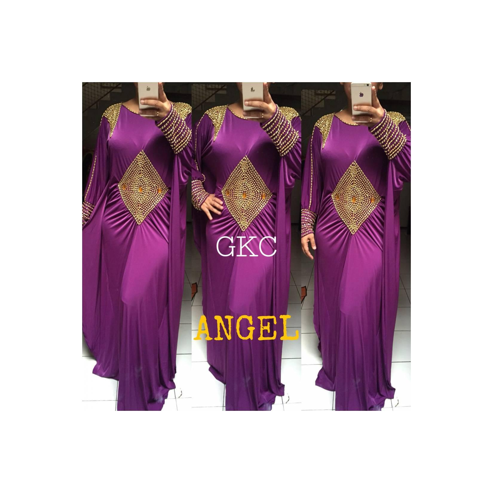 JASA JAHIT KAFTAN SPANDEX MAXI DRESS WANITA MURAH ANGEL PURPLE