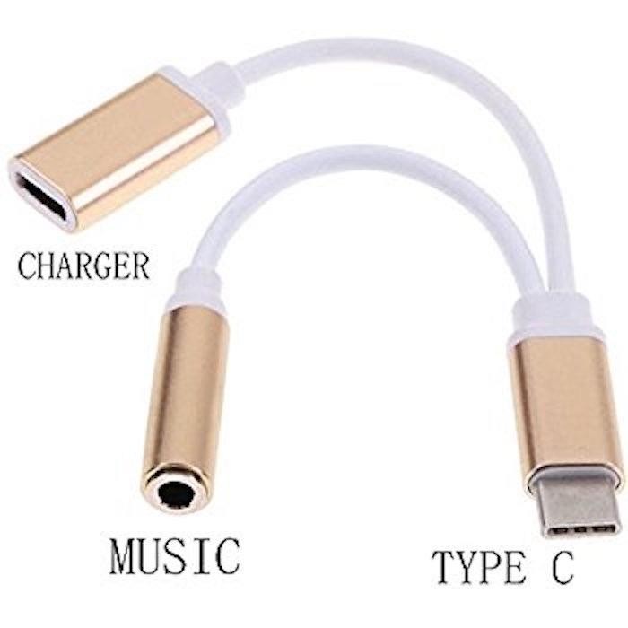 3T Adaptor Cable USB Type C to 3.5mm Jack Audio & Charges 2 in 1 Function for Xiaomi