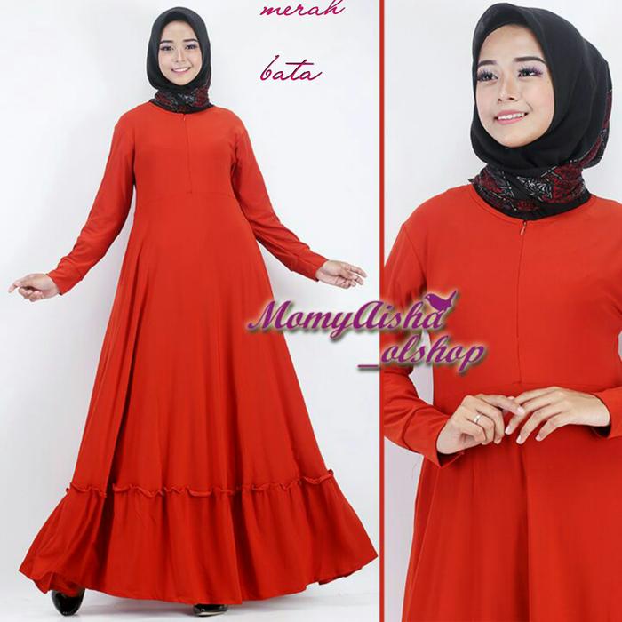DISKON gamis polos aura rampel bawah MURAH