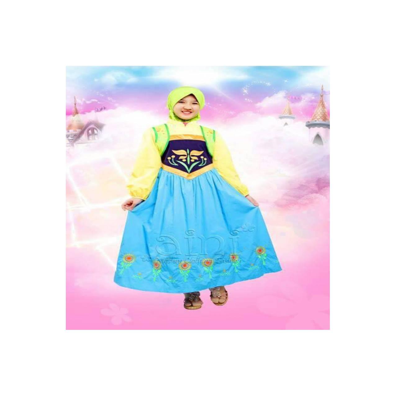 Set Busana Muslim Gamis Anak Aini 160205 Princess Anna Frozen Fever