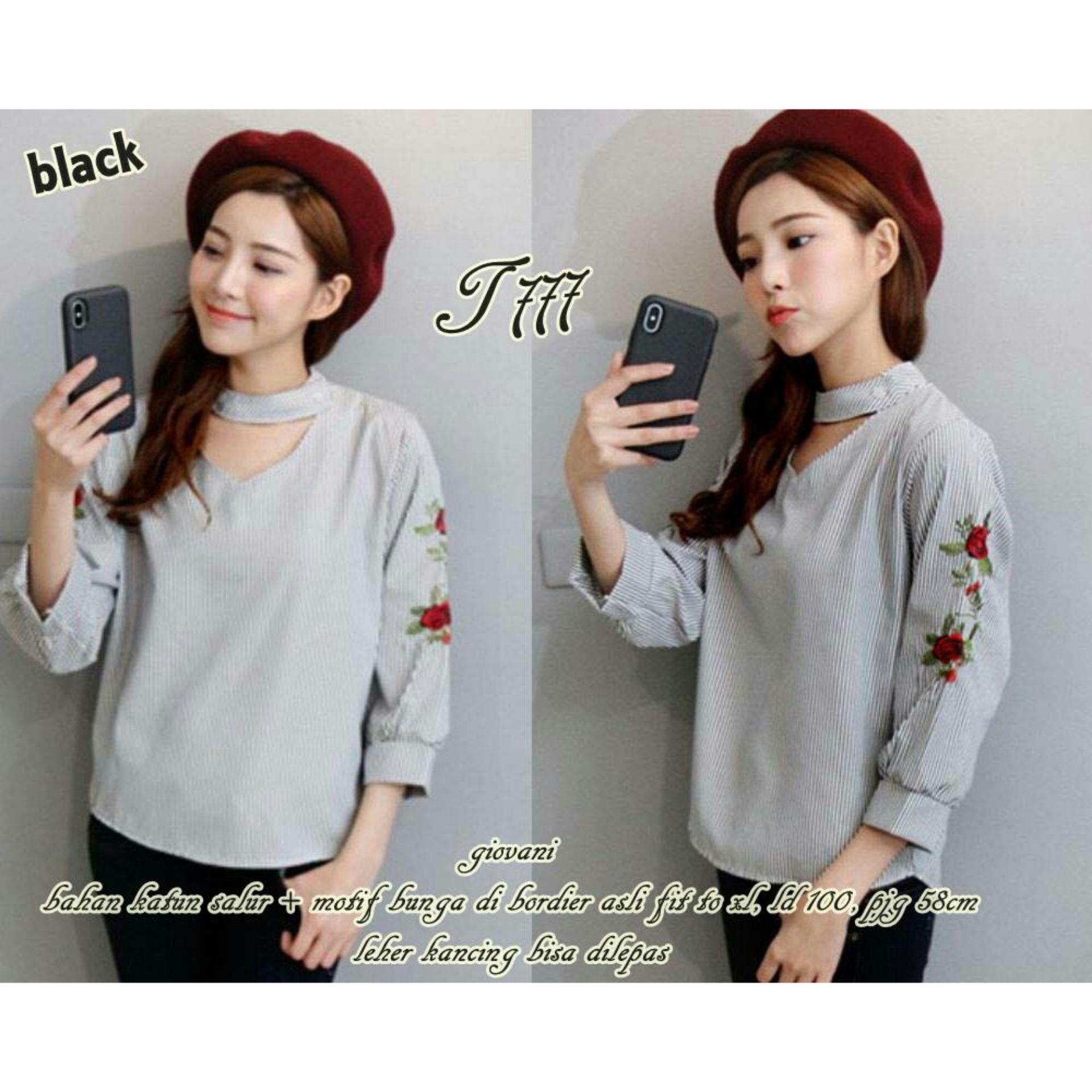 AmorShop Blouse Giovani Bordier /Atasan Wanita /Blouse Lengan Panjang / Blouse Salur