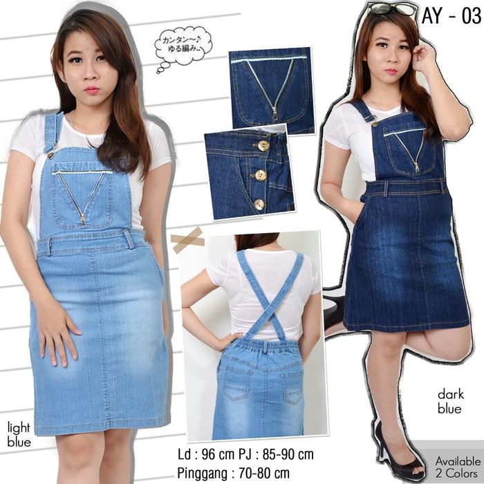 Overall jumpsuit jeans rok pendek