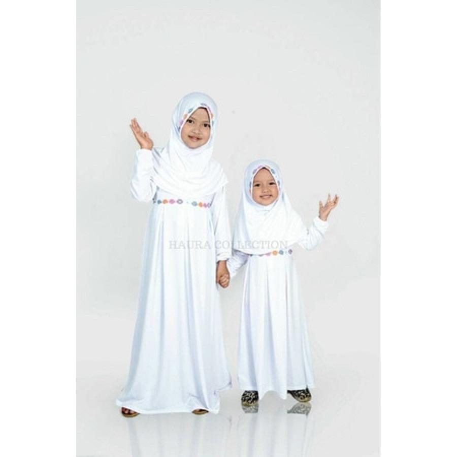 Baju muslim/gamis anak perempuan warna putih untuk manasik Baju muslim/gamis anak perempuan warna putih untuk manasik